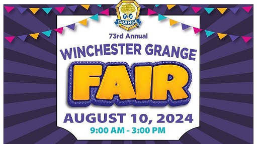 73rd Annual Grange Fair - Sat., Aug. 10th - 9AM-3PM. The area's best fruits, vegetables and baked goods on exhibit. Used book sale. Community Tag Sale. Fun for the whole family!